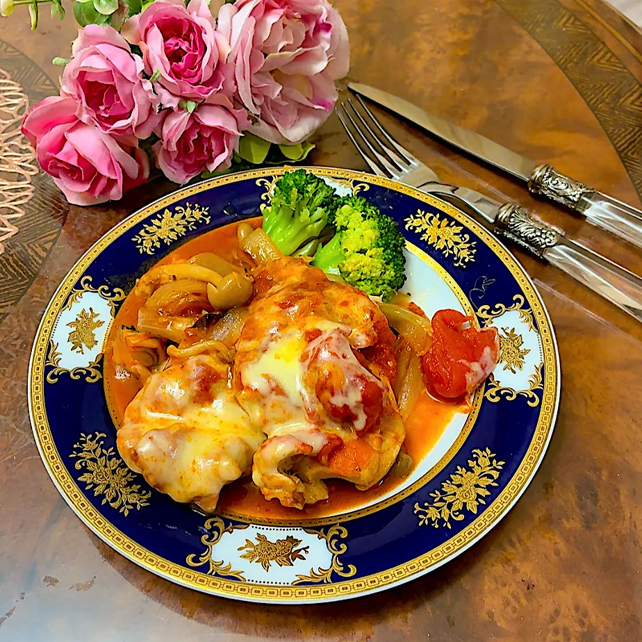 鶏もも肉のチーズトマトソース煮|ショコラさん