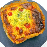 ライスペーパーを使ったほうれん草とベーコンのキッシュ|みほままこさん