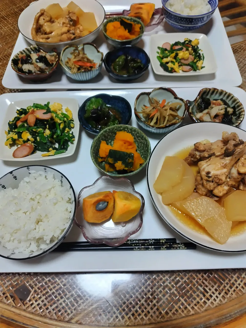 みりさんのお料理大根と手羽元炊飯器で✨ぎんさんの里芋のお料理も添えて😊✨|rikako♪。.:＊さん