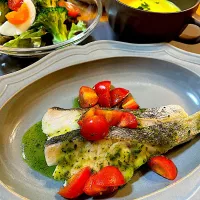 白身魚の焼き漬けバジルトマト仕立て|Mikaさん