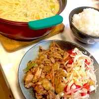 おっさん飯　チャンポン　プルコギ　サラダ|ひげおやじさん