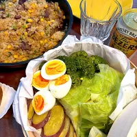 フライパンペッパーランチ･せいろ蒸し野菜