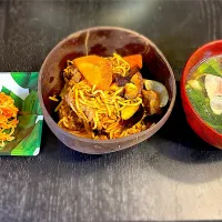 にんじんシリシリ、ナスにんじんの焼きそば、しめじとほうれん草のスープ|なみさん