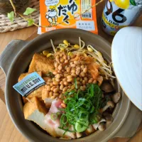 納豆ｷﾑﾁ鍋|まりおさん