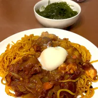カレースパメシとめかぶさらだ|やすさん