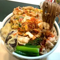 かき揚げ、ナス天、豚バラ、小松菜、焼きネギのお蕎麦|Takeshi  Nagakiさん