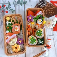 🎅ハムステーキサンタ&トナカイ✨
スナップえんどう肉巻きツリー🎄の
クリスマス弁当|ayano.adshさん