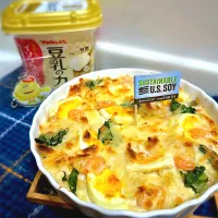 水切り豆乳ヨーグルトでエビグラタン🦐|ひろりんさん