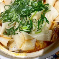 体があったまった♨️ #夕飯　一風堂汁白菜ポークネギひもかわうどん鍋|ms903さん