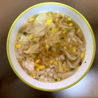 マルちゃん ワンタンスープご飯|ばーさんさん