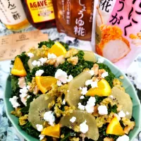 🔷🍀ケールと塩鶏🥝🍊果実のアペタイザー🥗🔷|@きなこさん