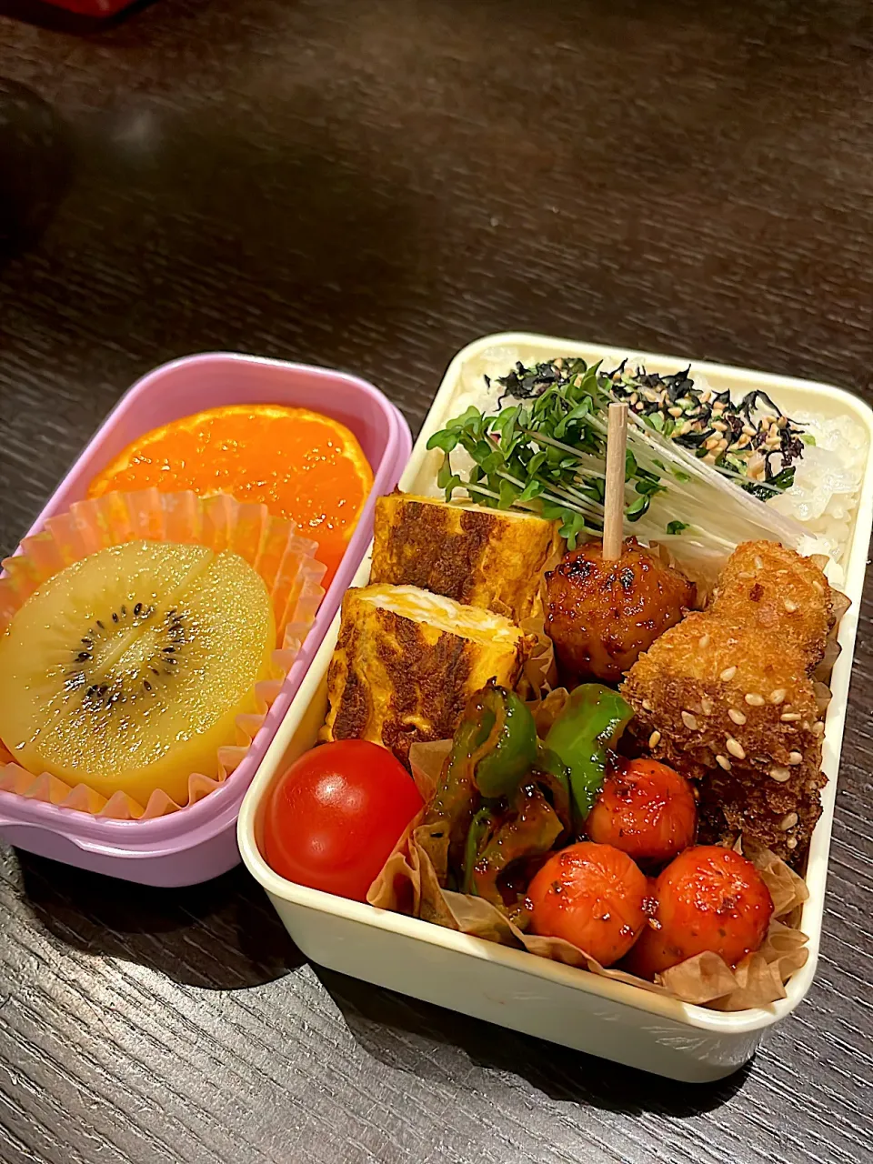 かぼちゃコロッケとソーセージのお弁当|雑草シェリーさん