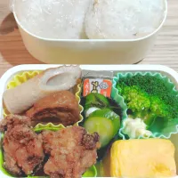 高校生運動部弁当（おにぎり２つ、おかず数品）、豆乳、ヨーグルト| rinchusさん