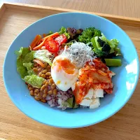 温玉納豆豆腐しらすキムチのっけご飯|☺︎Forestさん