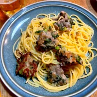 大根葉入りサルシッチャとあさりのアレンテージョ風パスタ|ふうりんさん