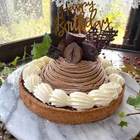 栗の渋皮煮からのモンブランタルト　娘19歳のバースデーケーキ🎂