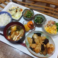 ささみと茄子の甘酢炒め定食です✨|rikako♪。.:＊さん