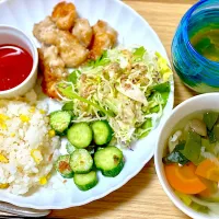 夕飯 ヤムニョムチキンなど|ふわふわさん