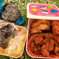 カレー風味唐揚　ポテトフライ　鮭🍙| まゆみさん