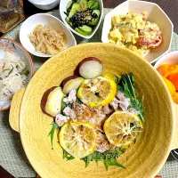 12/10晩ご飯：豚と水菜の柚子蒸し|ななみんさん