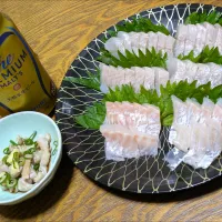 スズキのお刺身と胃袋の酢モツ|macoZyさん