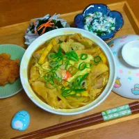 親子カレーうどん🐔🍳|とししいたけさん