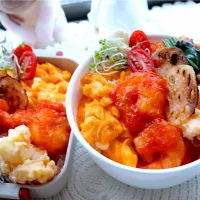 エビチリ丼弁当|やまおんなさん