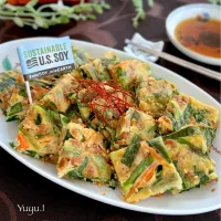 ニラと納豆の米粉チヂミ