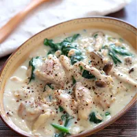 🆔515316                                                                  #鶏肉とほうれん草のヘルシークリーム煮|ともきーた (伊藤 智子)さん