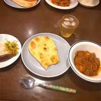 バターチキンカレー　ナン＆ライス　大根菊花漬け　茄子漬物|ch＊K*∀o(^^*)♪さん