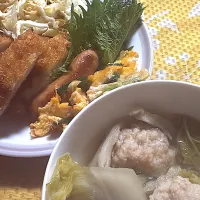 とんかつ　鶏団子スープ|4jinoanataさん