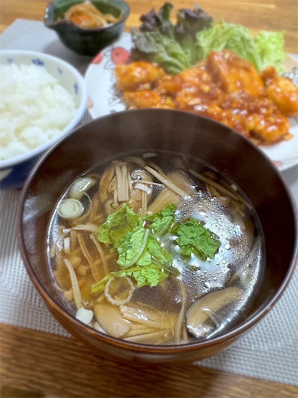 きのこの和風マリネ→酸湯スープ|morimi32さん