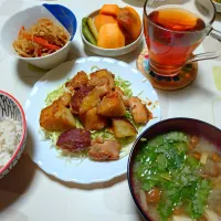 鶏もも肉とさつま芋のしょうが焼き|うたかた。さん