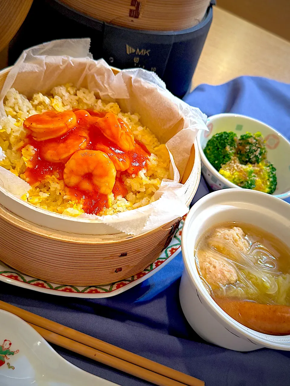 蒸して作った海老チリ炒飯風ご飯|サミカさん