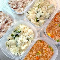 孫の離乳食。ママもいつも頑張ってるから⤴️ばぁばもたまにお手伝いです😅|abekoさん