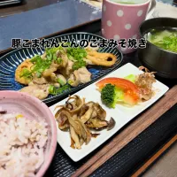 豚こまれんこんのごまみそ焼き|いのっちさん