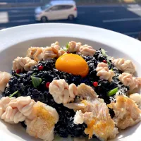 鯛と白子のせリゾットネエロ