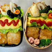 #毎日のお弁当記録。オムライス、大活躍の豚肉厚揚げ巻き。|じゅんちゃんさん