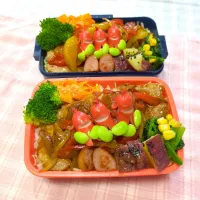 トンテキ生姜焼弁当♥|みちゅあしさん