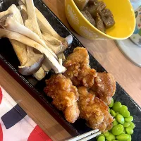 エリンギポン酢/唐揚げ/枝豆|𝕒𝕚. 𝕜𝕠𝕞ᵕ̈*さん