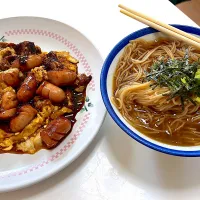 にゅうめんと、卵とウインナーのオイスター炒め♫wwwww|Yoshihiro Andoさん