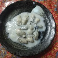 牡蠣の中華風ミルク炒め