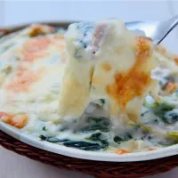 チキンと私が育てたほうれん草のグラタン|マユマユさん