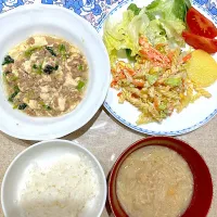 みつば麻婆とマカロニサラダ|おしゃべり献立さん