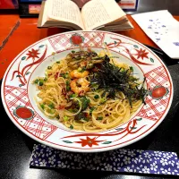 広島産牡蠣と海老とブロッコリーのペペロンチーノ|山内博之さん