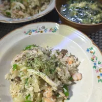 シーフードピラフ＆卵スープ|テケテケさん