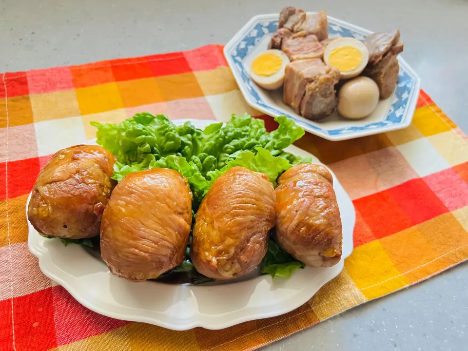 「肉巻きおにぎり＆角煮」|バシュランさん