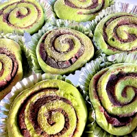 抹茶あんこの渦巻きパン|ピンキーさん