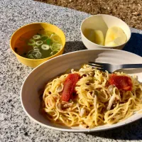 ぶなしめじと明太子のパスタ|田中章さん