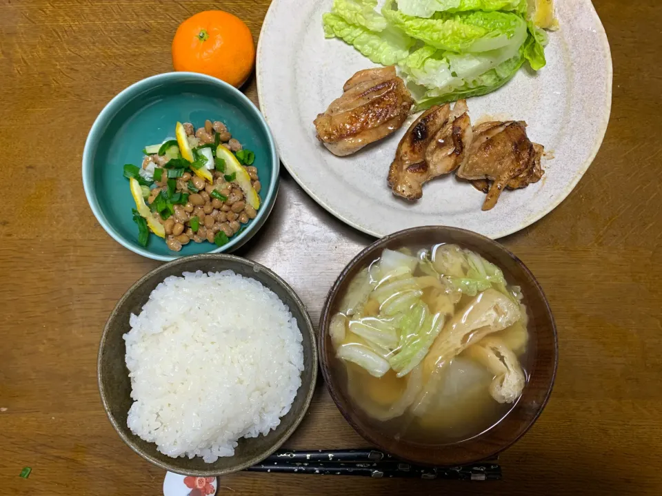 夕食　神山鶏もも肉照り焼き|ATさん